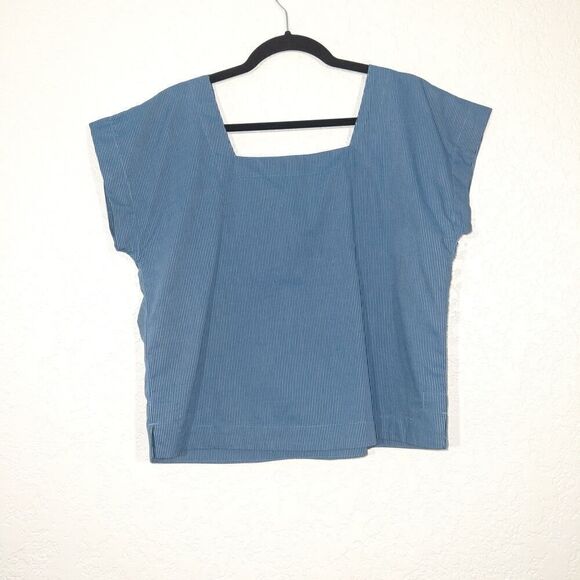 NWT Madewell Blue Pinstripe Square-Neck Top Size Small - Picture 8 of 8